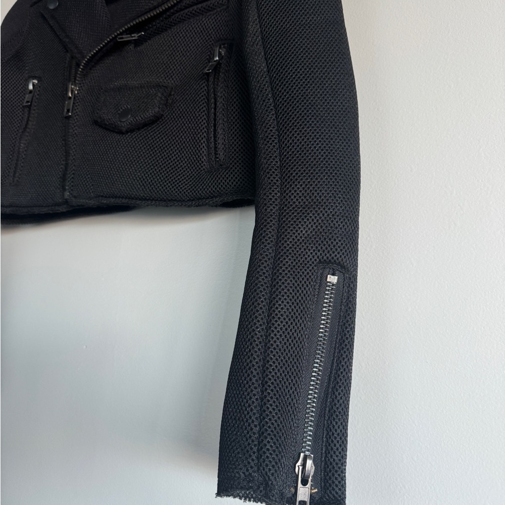 NEW - Y2K XS UNIF Black Textured Mesh Moto Jacket - Picture 4 of 6